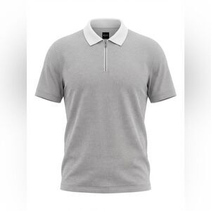 Hugo Boss men’s polo shirt 1/4 zip gray blend size XL